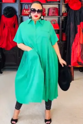 Green Button Down Dress Top