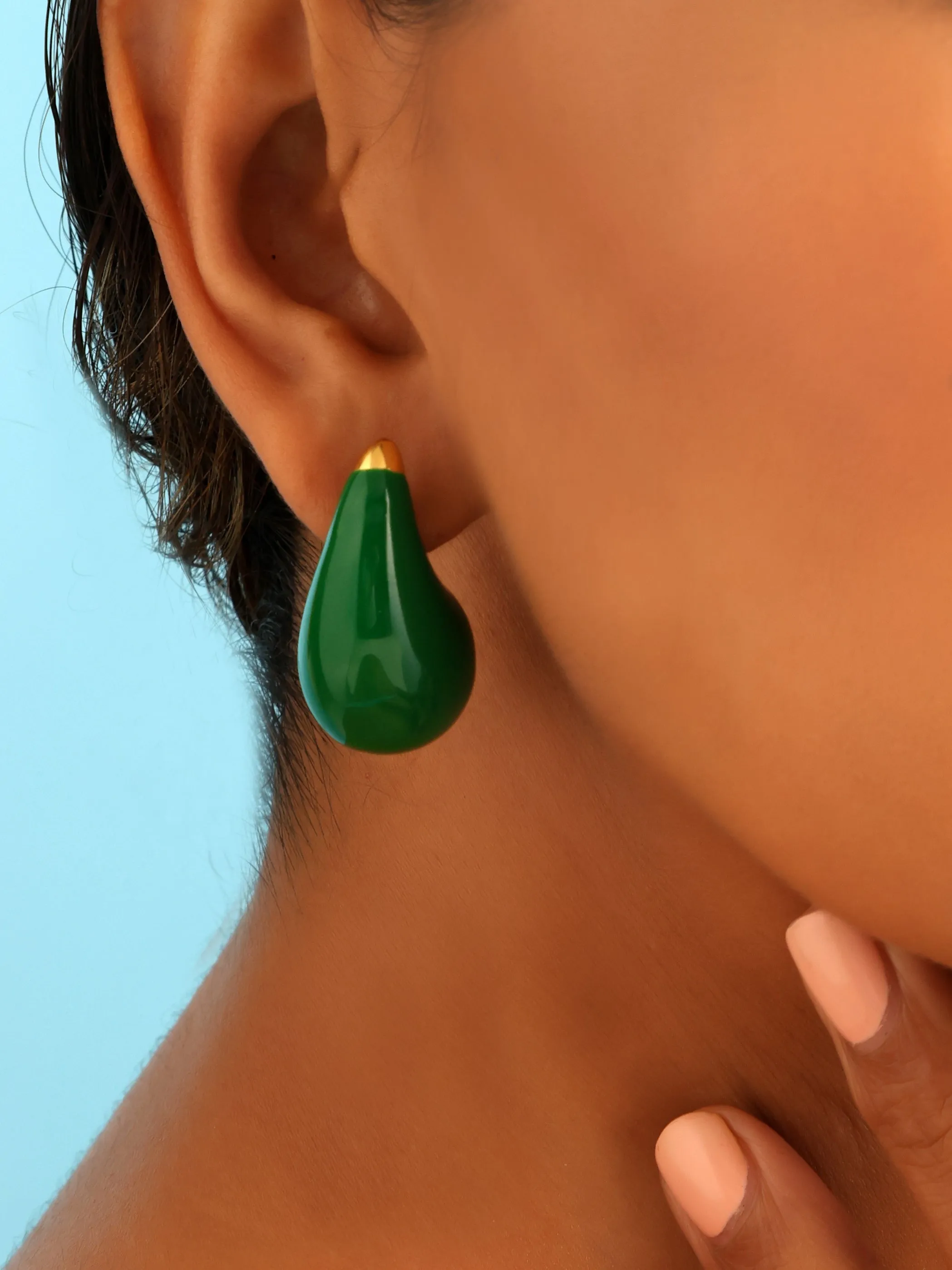 Green Dew Drop Earrings