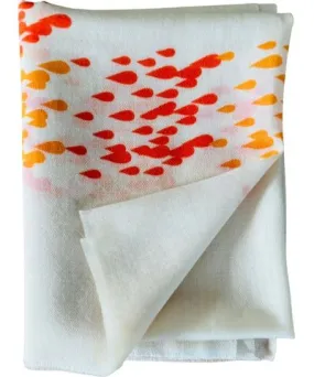 Heritagemoda Women's White / Yellow / Orange Ivory Orange Playful Print Wool Silk Scarf