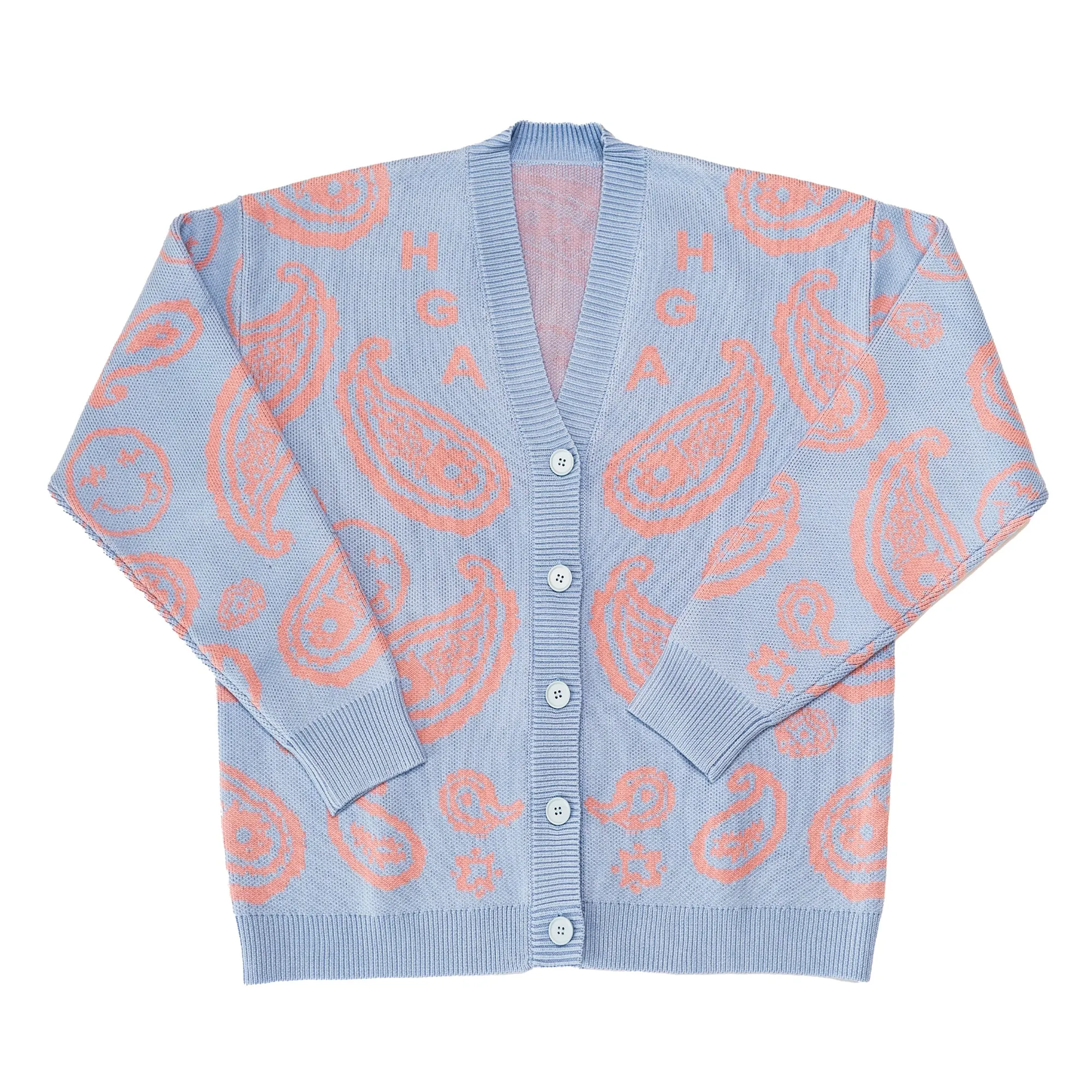 HGA Blue/Pink Paisley Cardigan