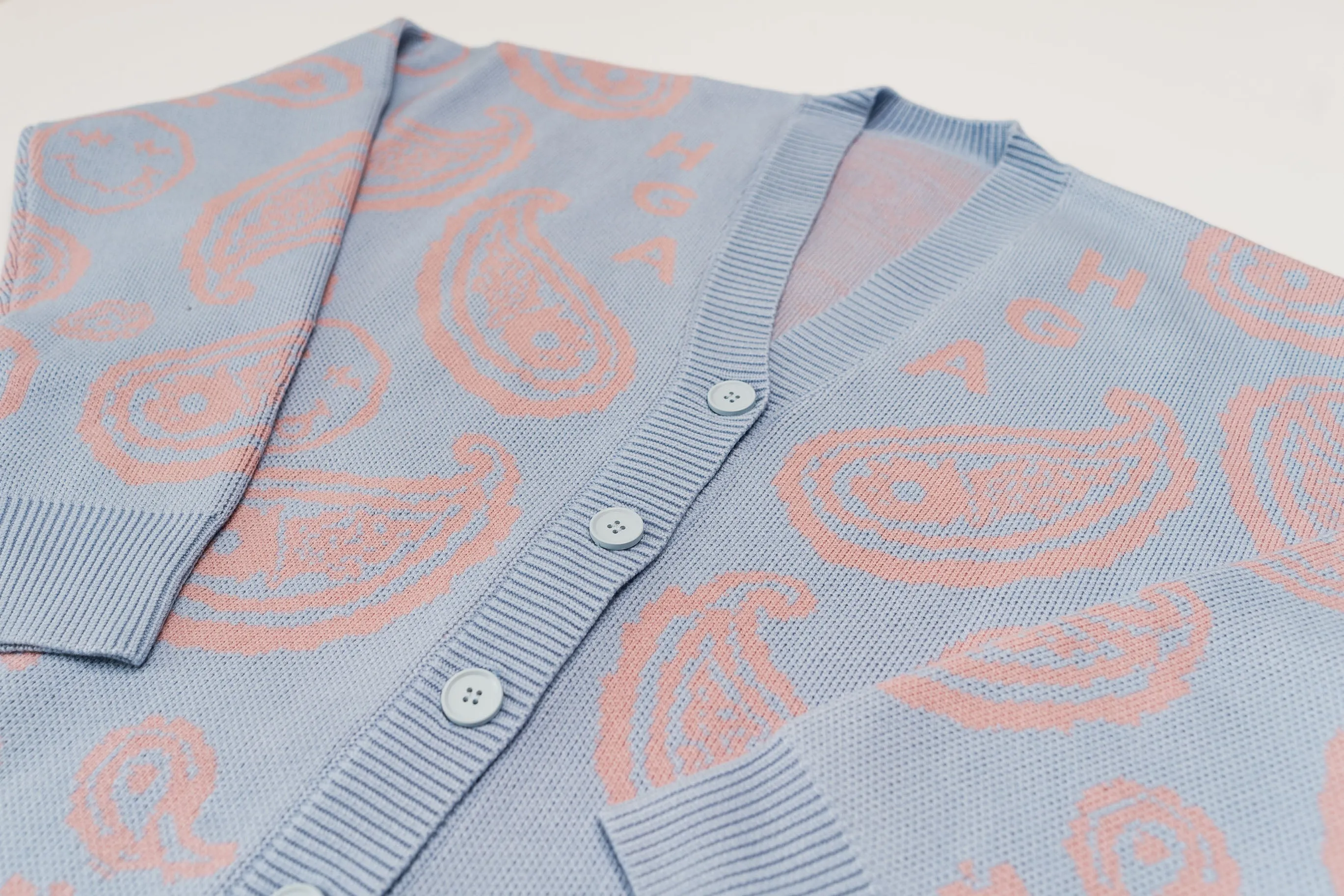 HGA Blue/Pink Paisley Cardigan