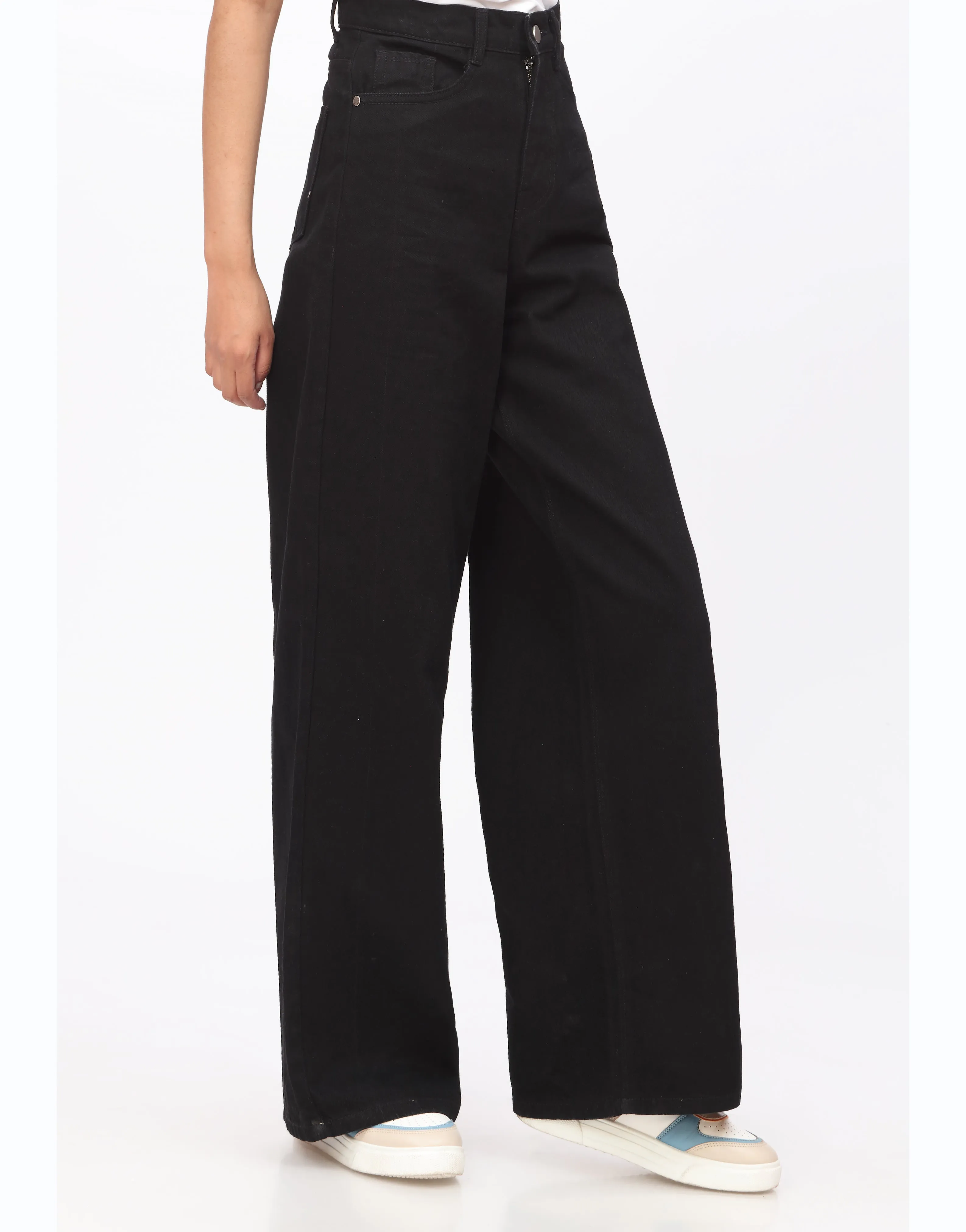 High Rise Wide Leg Jeans Jet Black