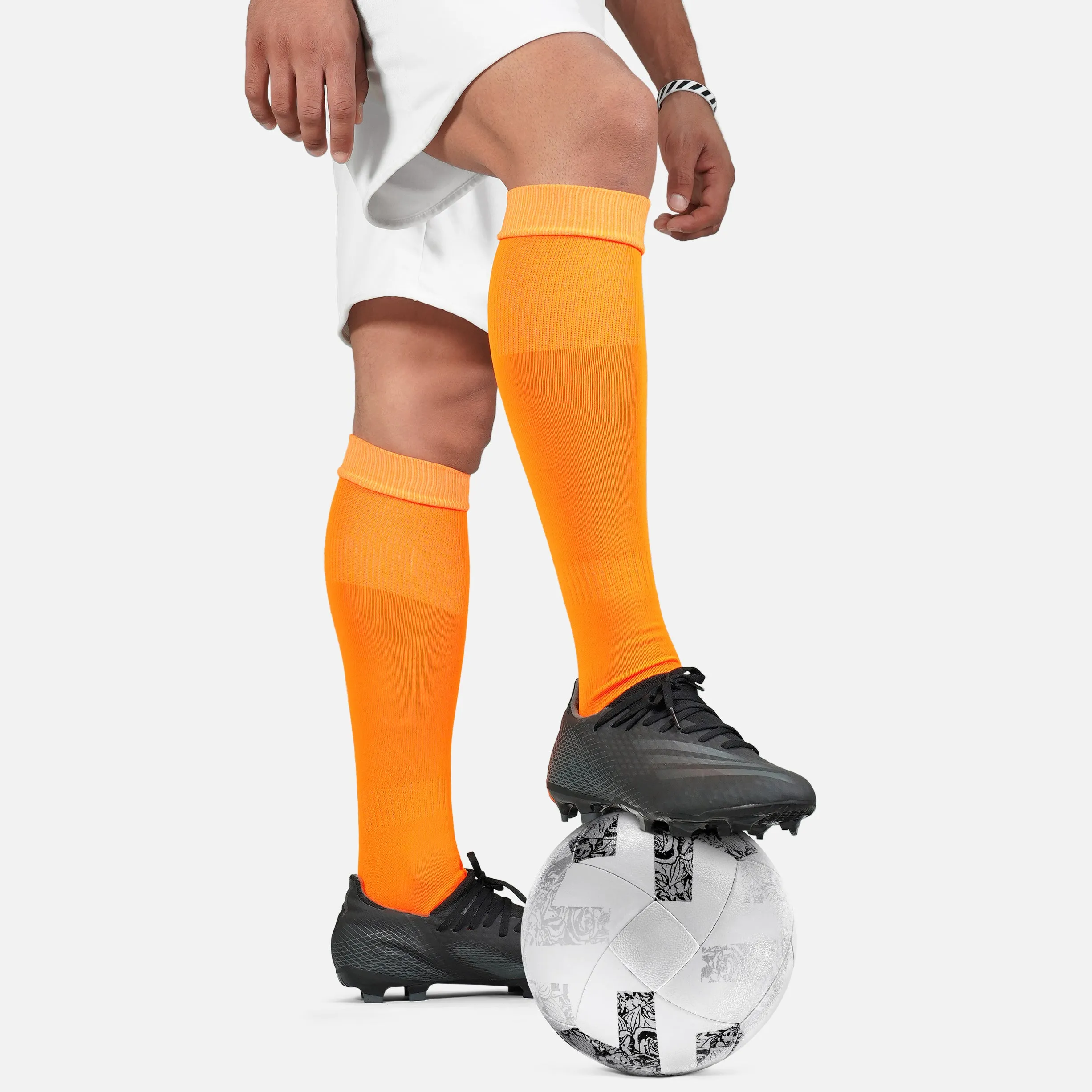 Hot Orange Soccer Knee-High Socks