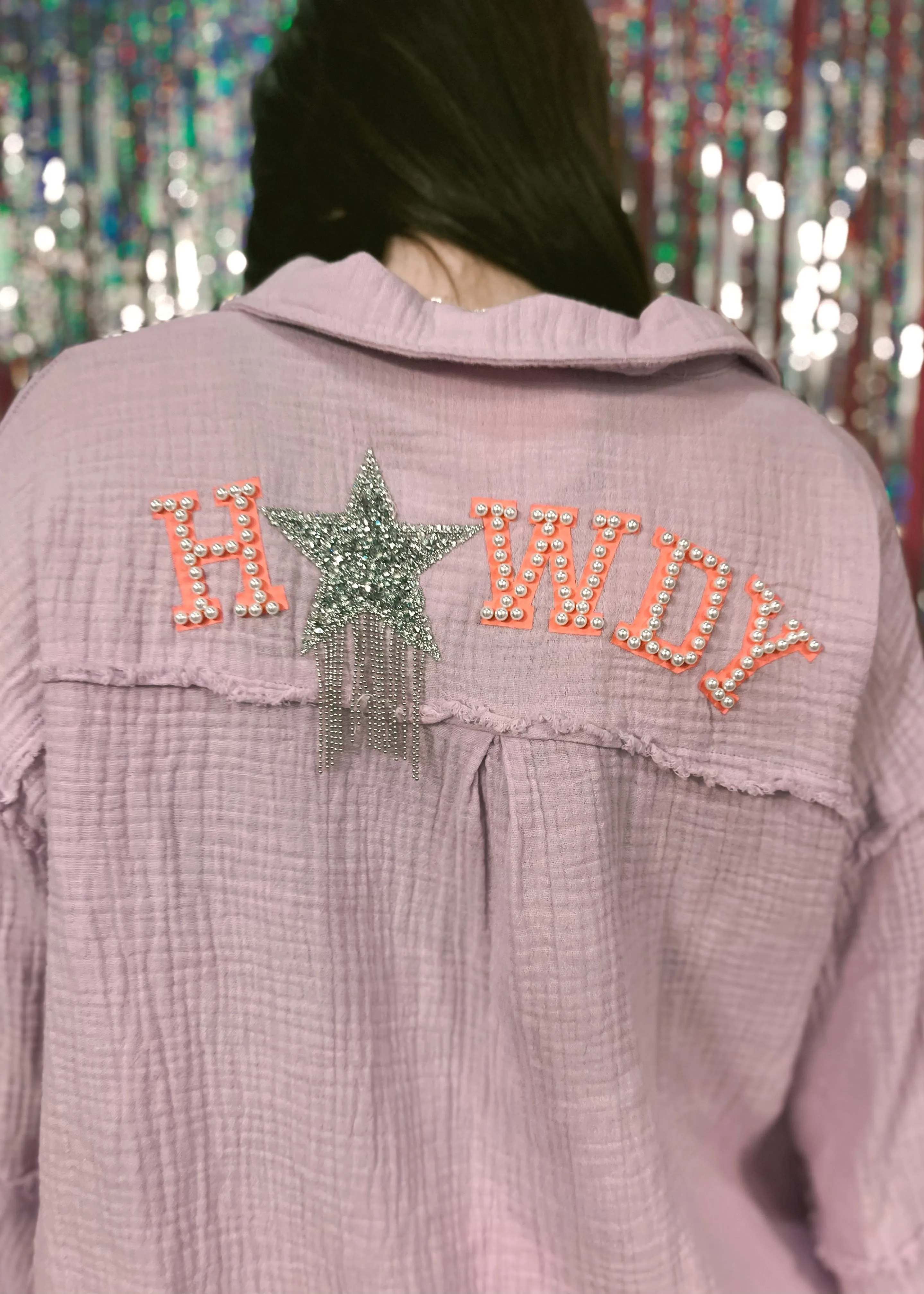 Howdy Sequin Button Down | Lavender