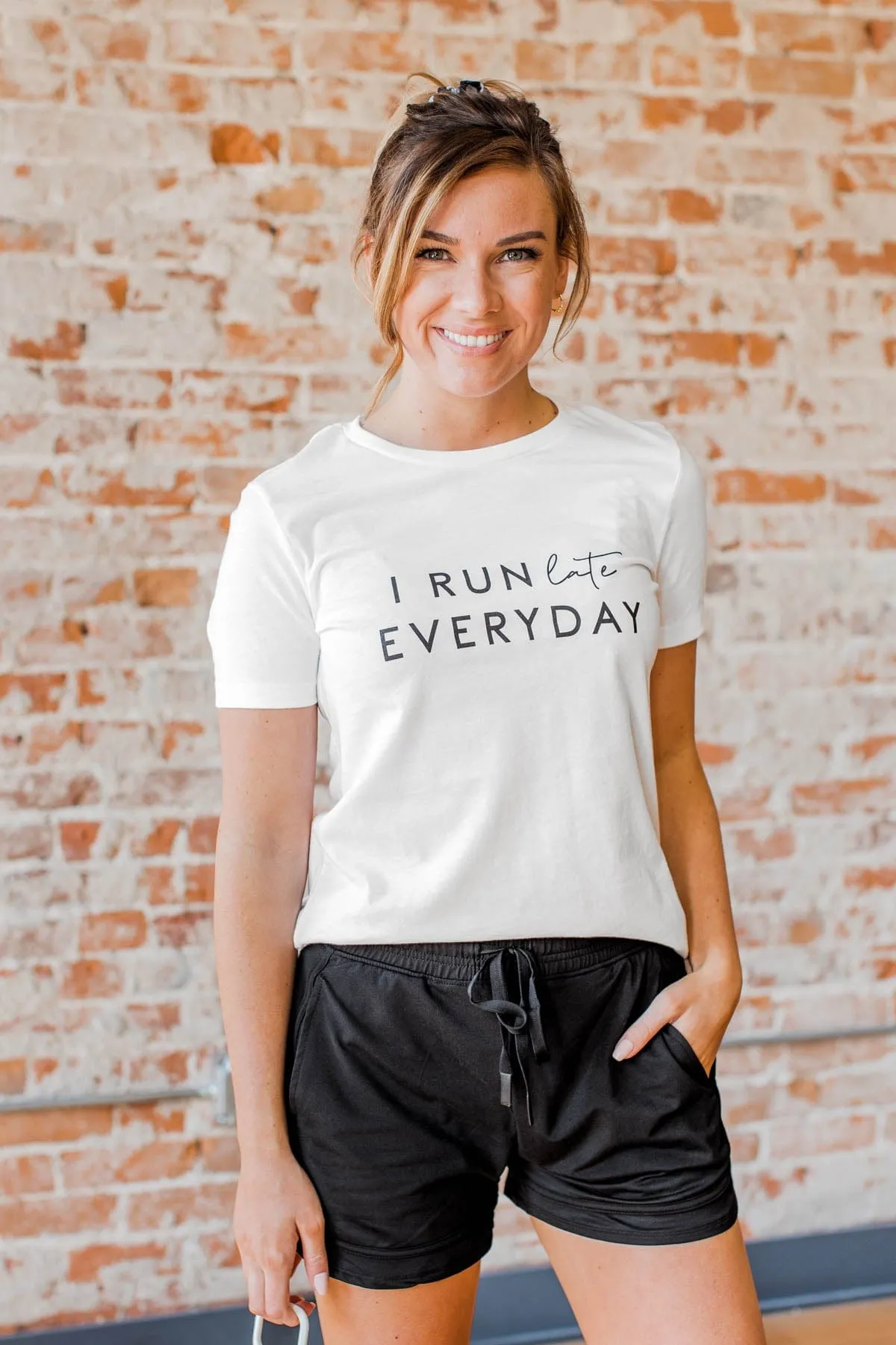 I Run Late Everyday Graphic Tee- White