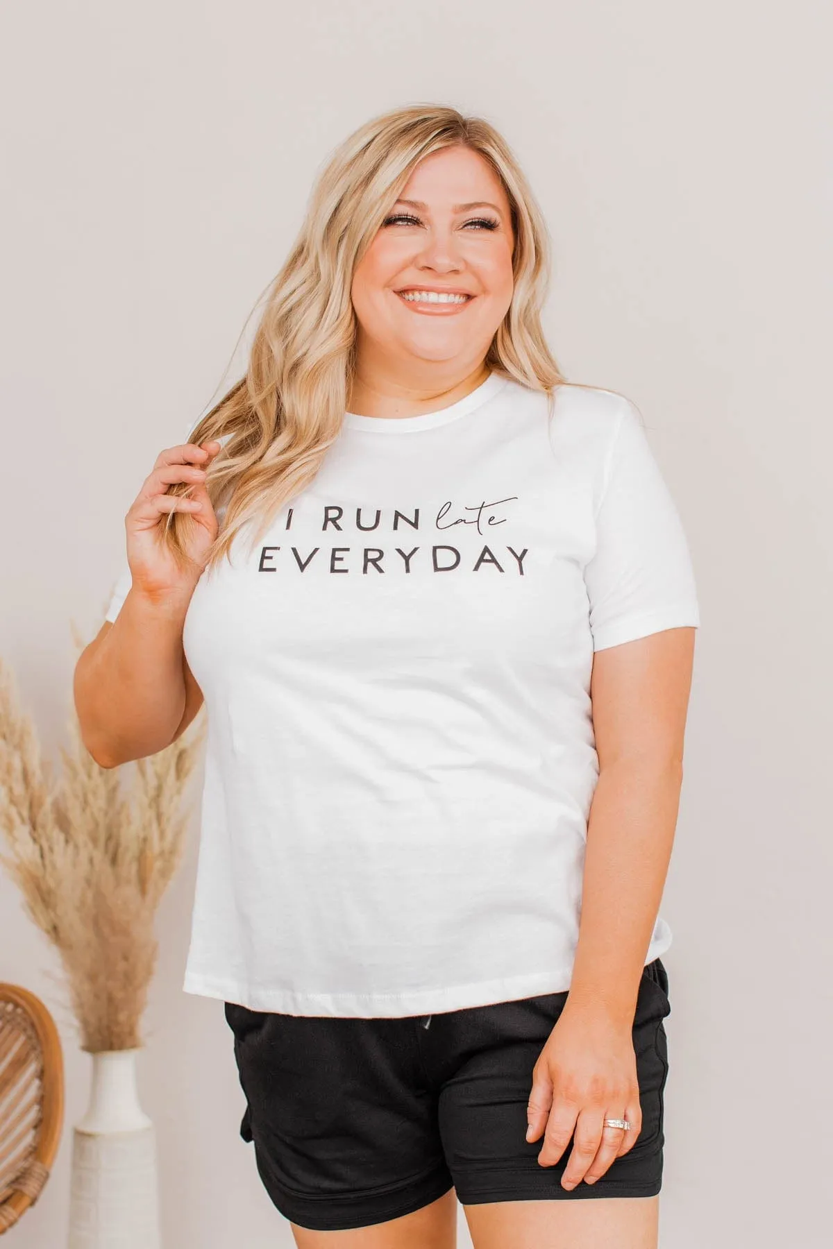 I Run Late Everyday Graphic Tee- White