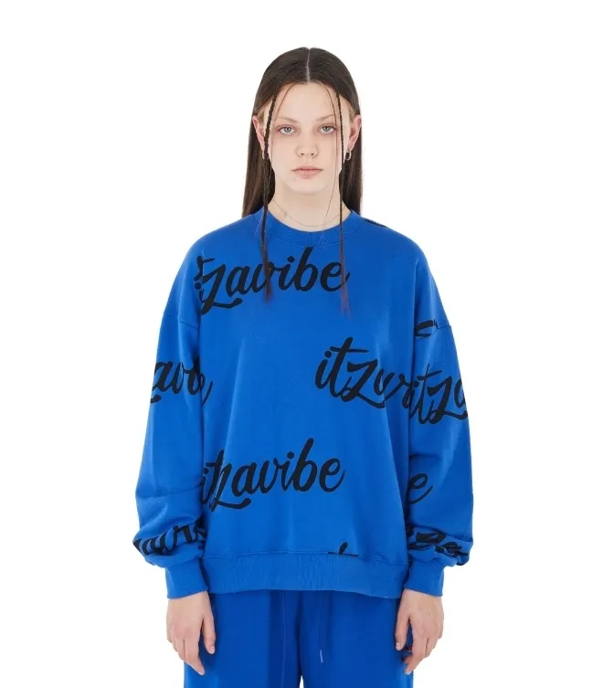 ITZAVIBE  |Unisex Street Style Long Sleeves Plain Cotton Oversized Logo