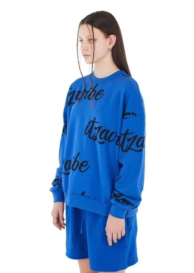 ITZAVIBE  |Unisex Street Style Long Sleeves Plain Cotton Oversized Logo