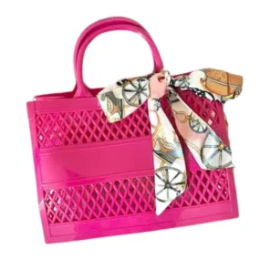 Jelly Beach Tote Scarf Bow - Hot Pink