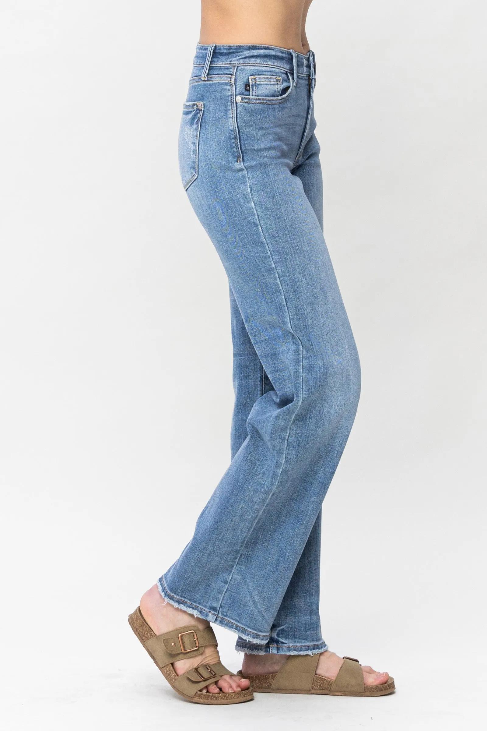 Judy Blue Mid Rise Vintage Wash Wide Leg