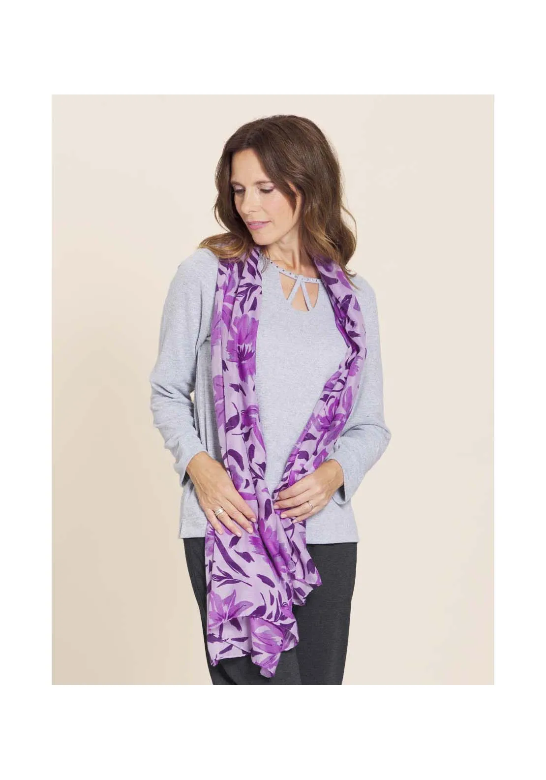 Lilac Floral Print Scarf