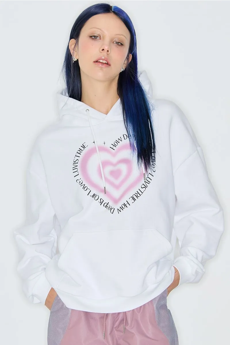 LUV IS TRUE  |Heart Street Style Long Sleeves Logo Hoodies & Sweatshirts