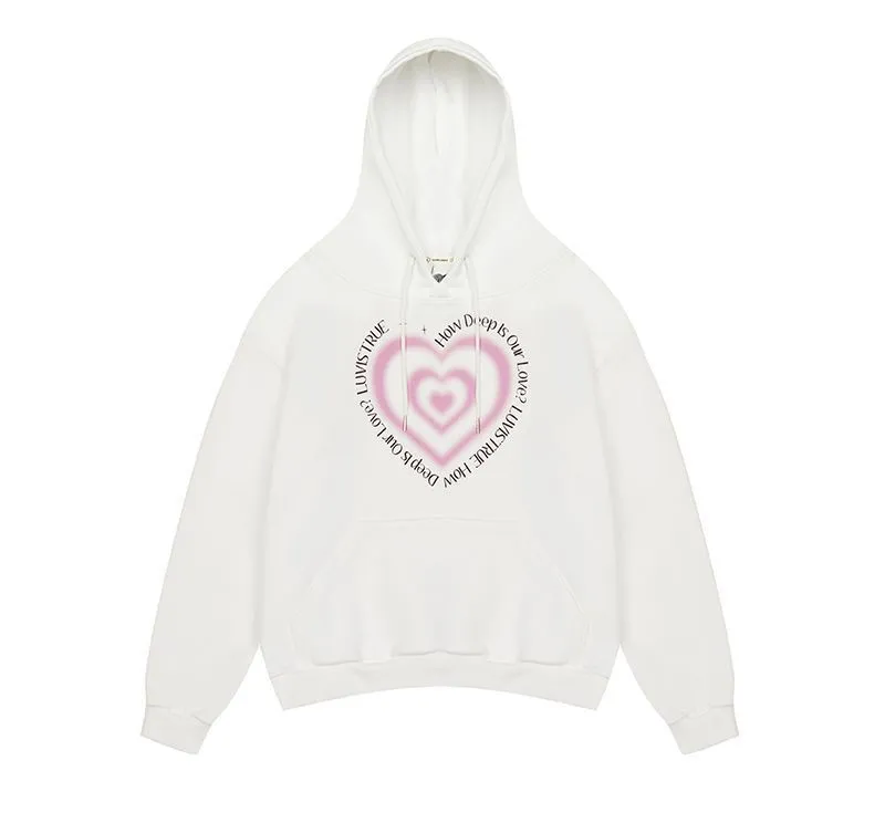 LUV IS TRUE  |Heart Street Style Long Sleeves Logo Hoodies & Sweatshirts