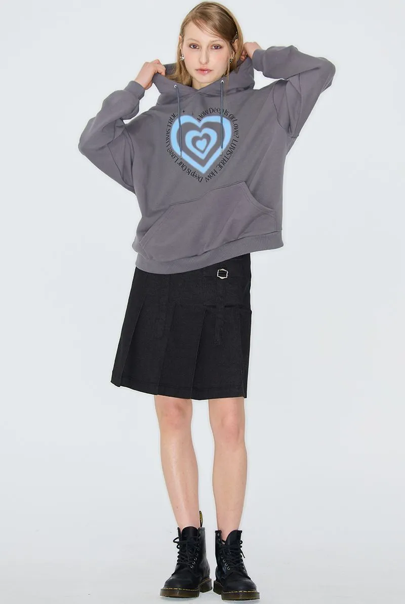 LUV IS TRUE  |Heart Street Style Long Sleeves Logo Hoodies & Sweatshirts