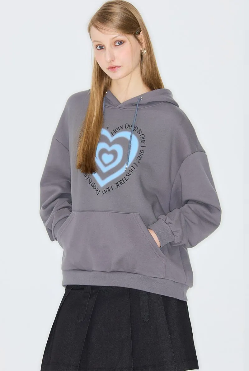 LUV IS TRUE  |Heart Street Style Long Sleeves Logo Hoodies & Sweatshirts