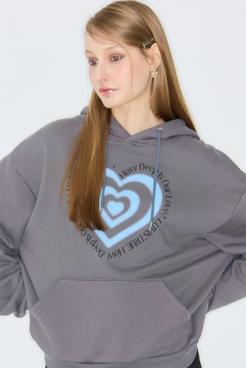 LUV IS TRUE  |Heart Street Style Long Sleeves Logo Hoodies & Sweatshirts