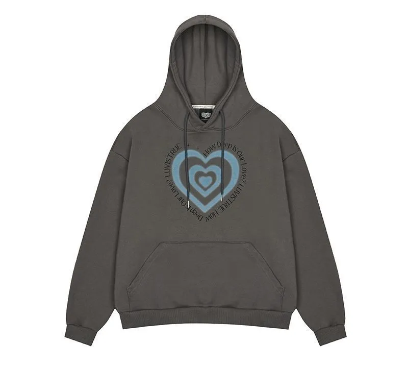 LUV IS TRUE  |Heart Street Style Long Sleeves Logo Hoodies & Sweatshirts