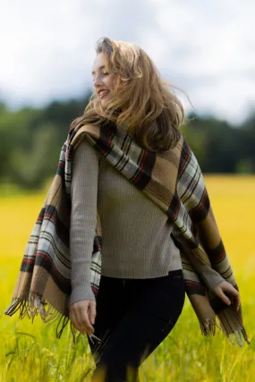 Luxury Oversized Scarf (Auld Stewart Camel)