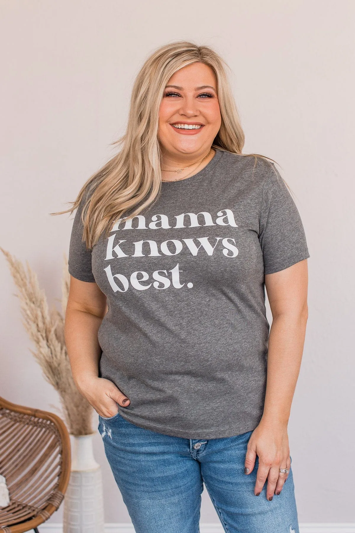 Mama Knows Best Graphic Tee- Heather Gray