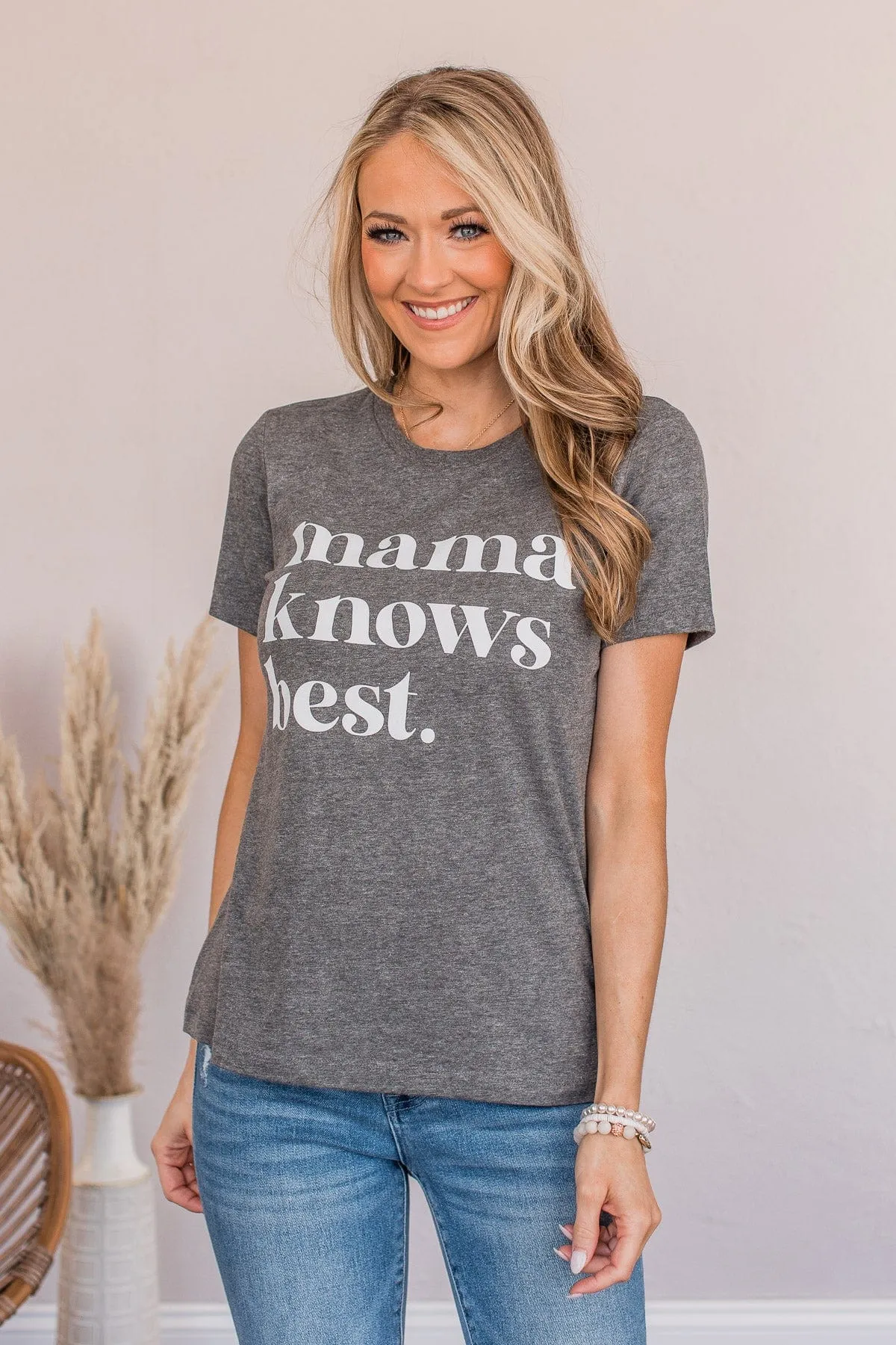 Mama Knows Best Graphic Tee- Heather Gray