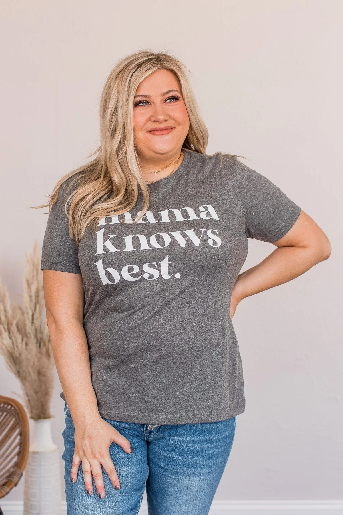 Mama Knows Best Graphic Tee- Heather Gray