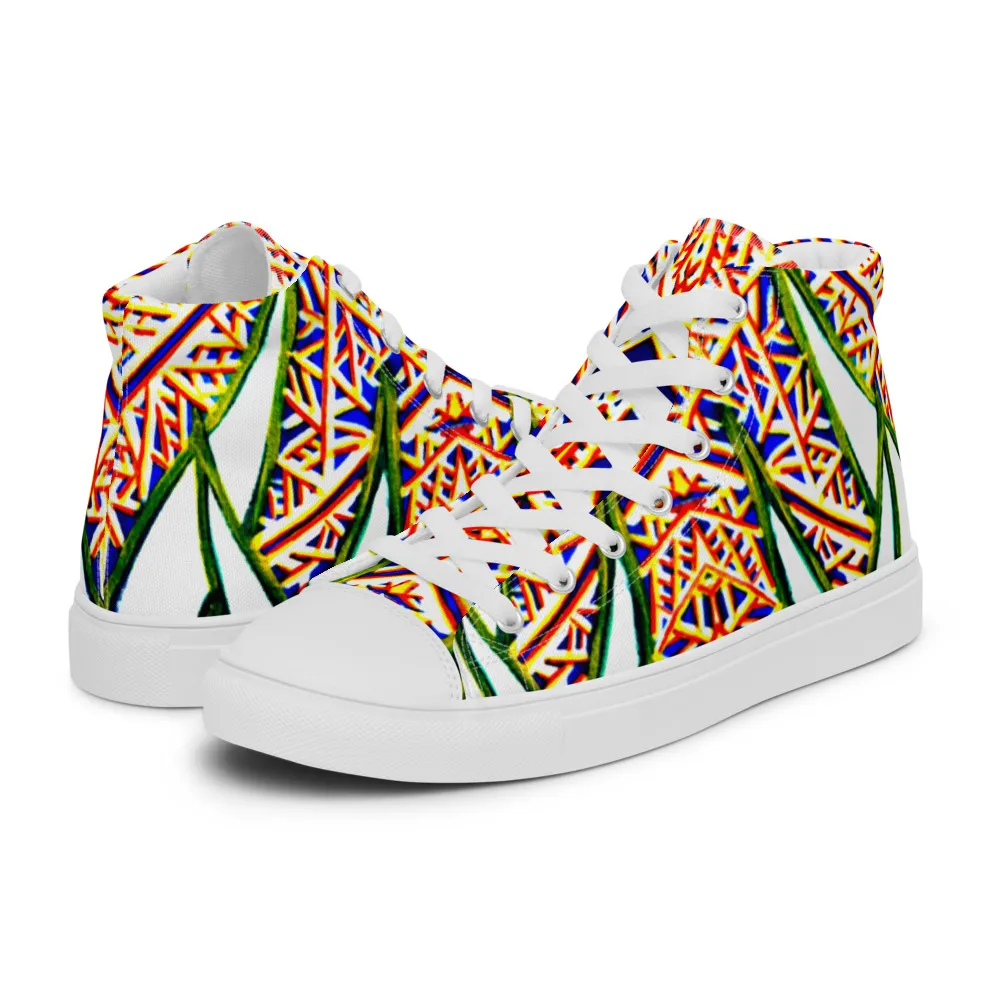 Men’s high top canvas shoes – Plants Kaleidoscope