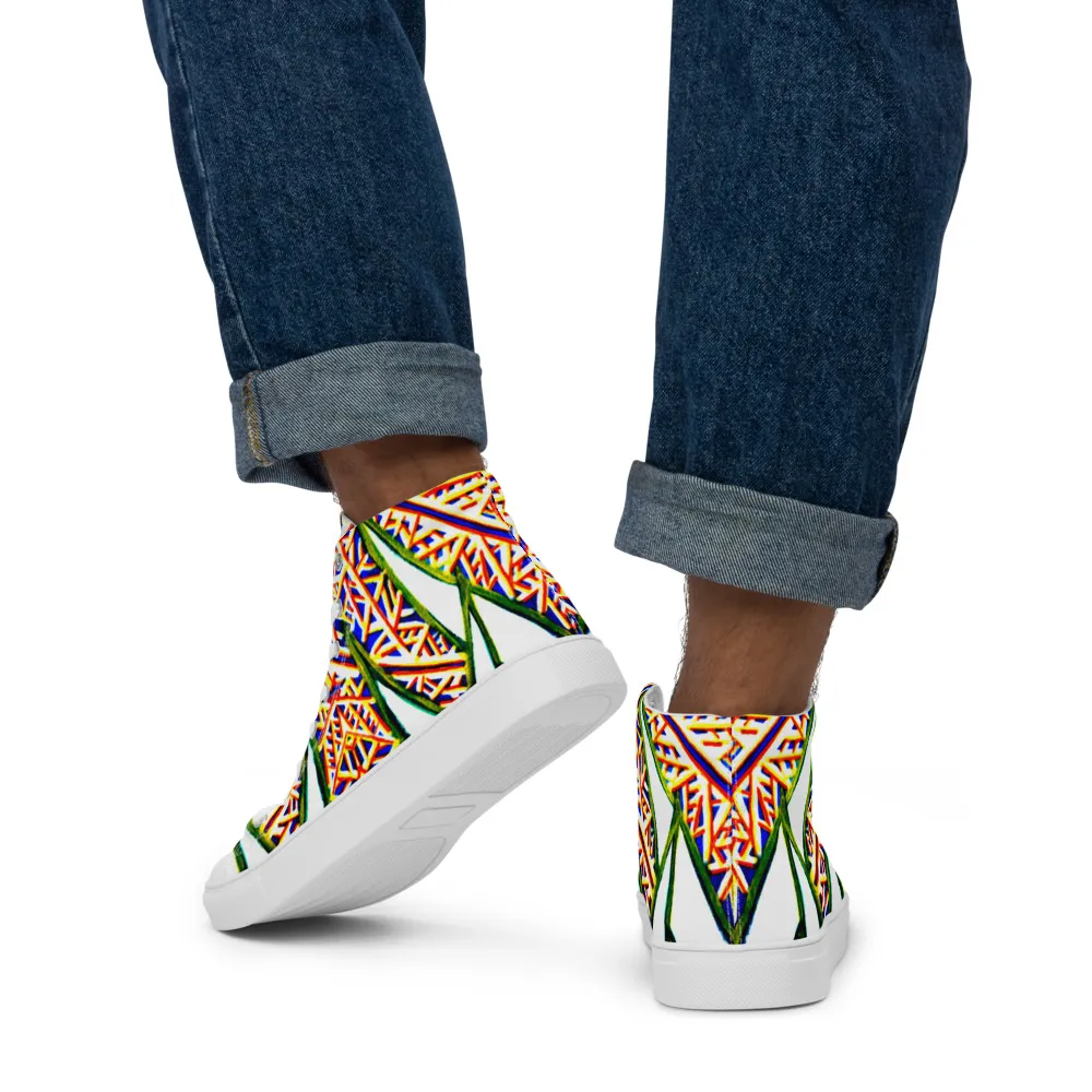 Men’s high top canvas shoes – Plants Kaleidoscope