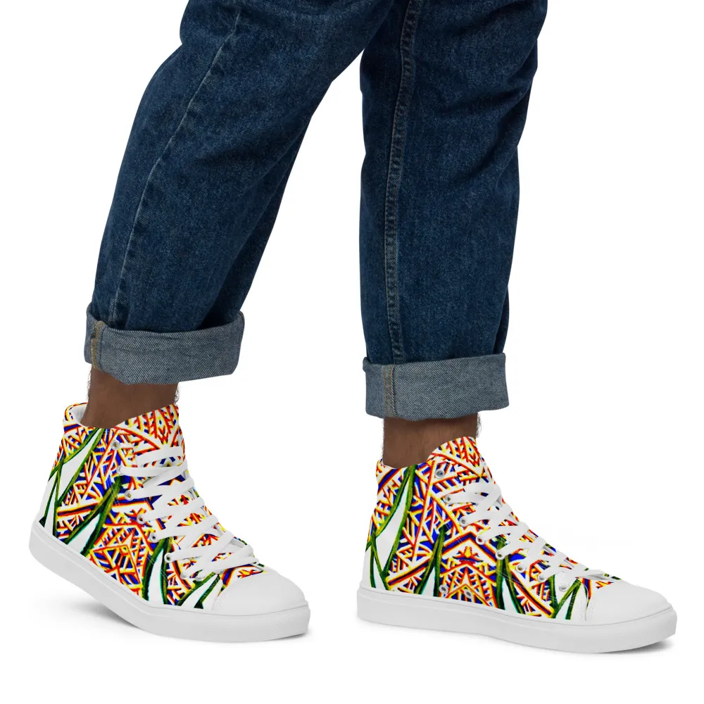 Men’s high top canvas shoes – Plants Kaleidoscope