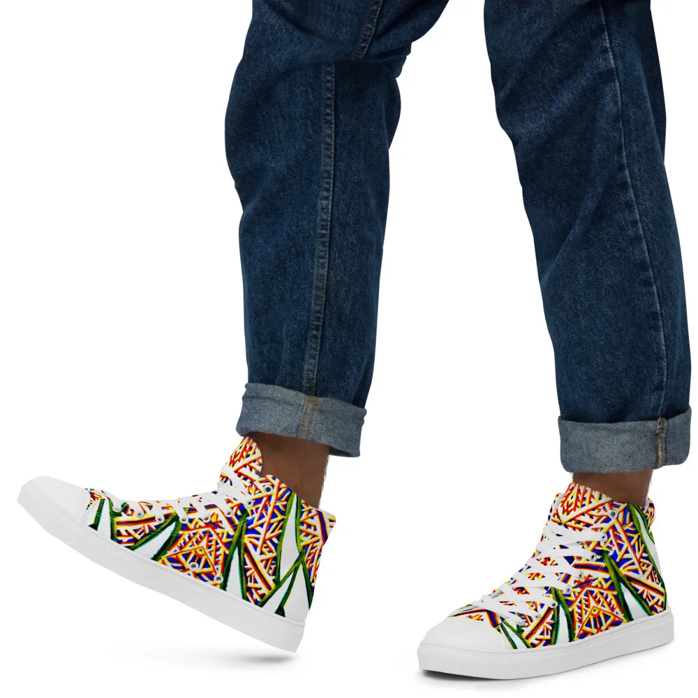 Men’s high top canvas shoes – Plants Kaleidoscope