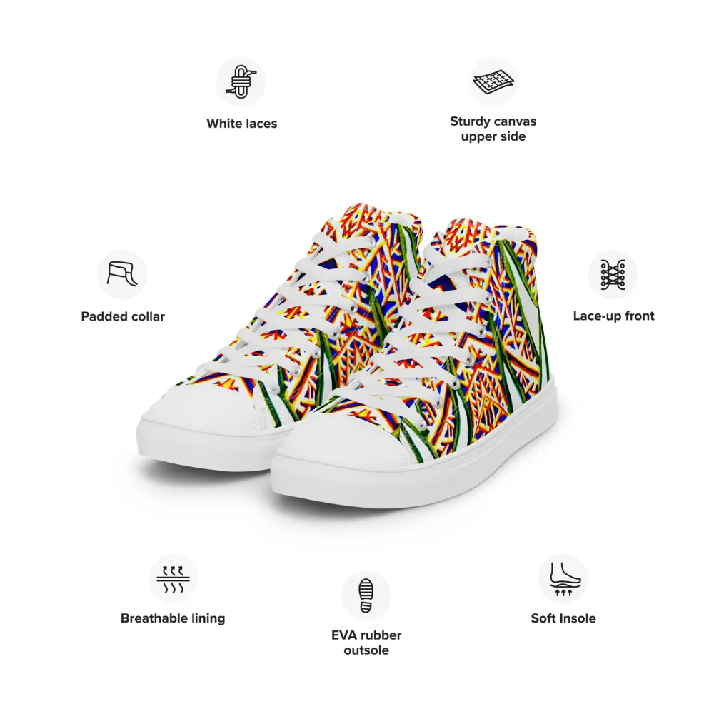 Men’s high top canvas shoes – Plants Kaleidoscope