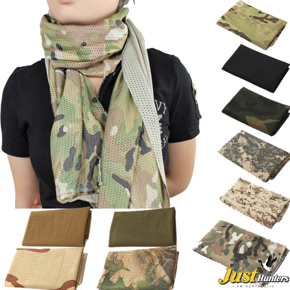 Mesh Tactical Camouflage Scarf Veil Neckerchief for Hunting and Outdoor