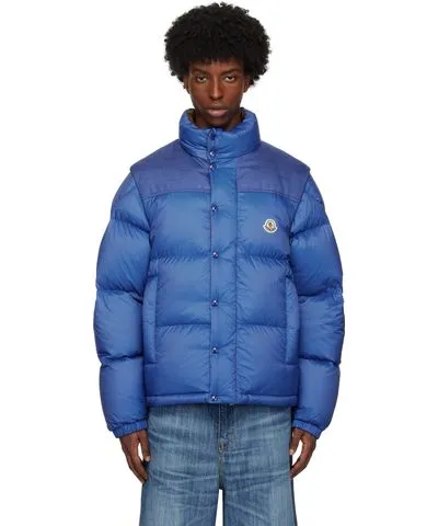 Moncler Blue & Brown Verone Short Reversible Down Jacket