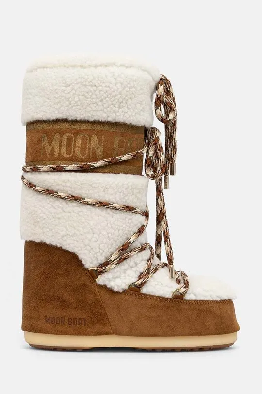 Moon Boot suede snow boots MB ICON SHEARLING brown color 80D1402610 MA03