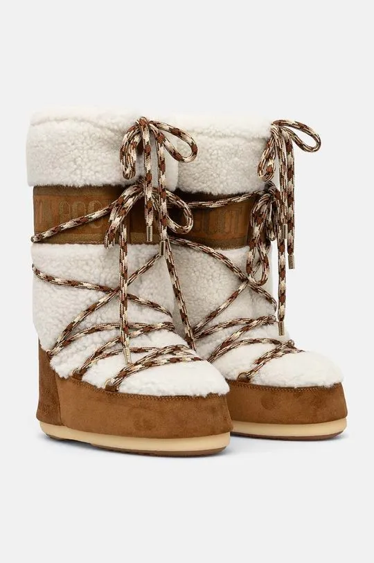 Moon Boot suede snow boots MB ICON SHEARLING brown color 80D1402610 MA03