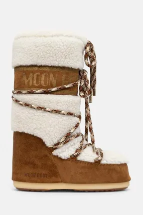 Moon Boot suede snow boots MB ICON SHEARLING brown color 80D1402610 MA03