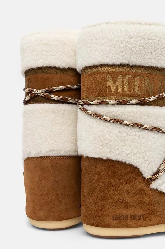 Moon Boot suede snow boots MB ICON SHEARLING brown color 80D1402610 MA03