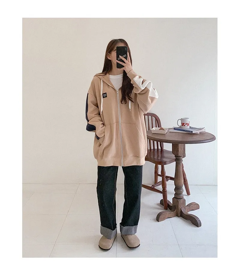 muahmuah  |Unisex Street Style Long Sleeves Plain Cotton Oversized Logo