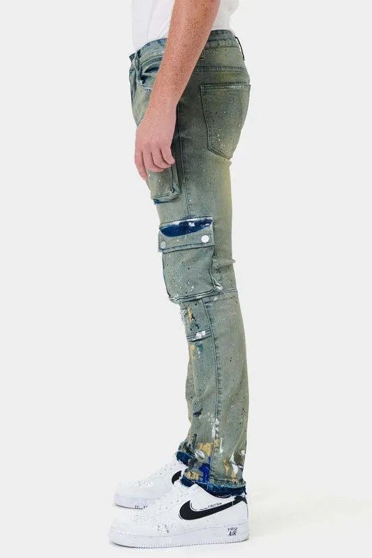 Multi Cargo Slim Straight Denim