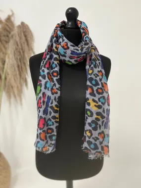 Multi Colour Leopard Print Scarf