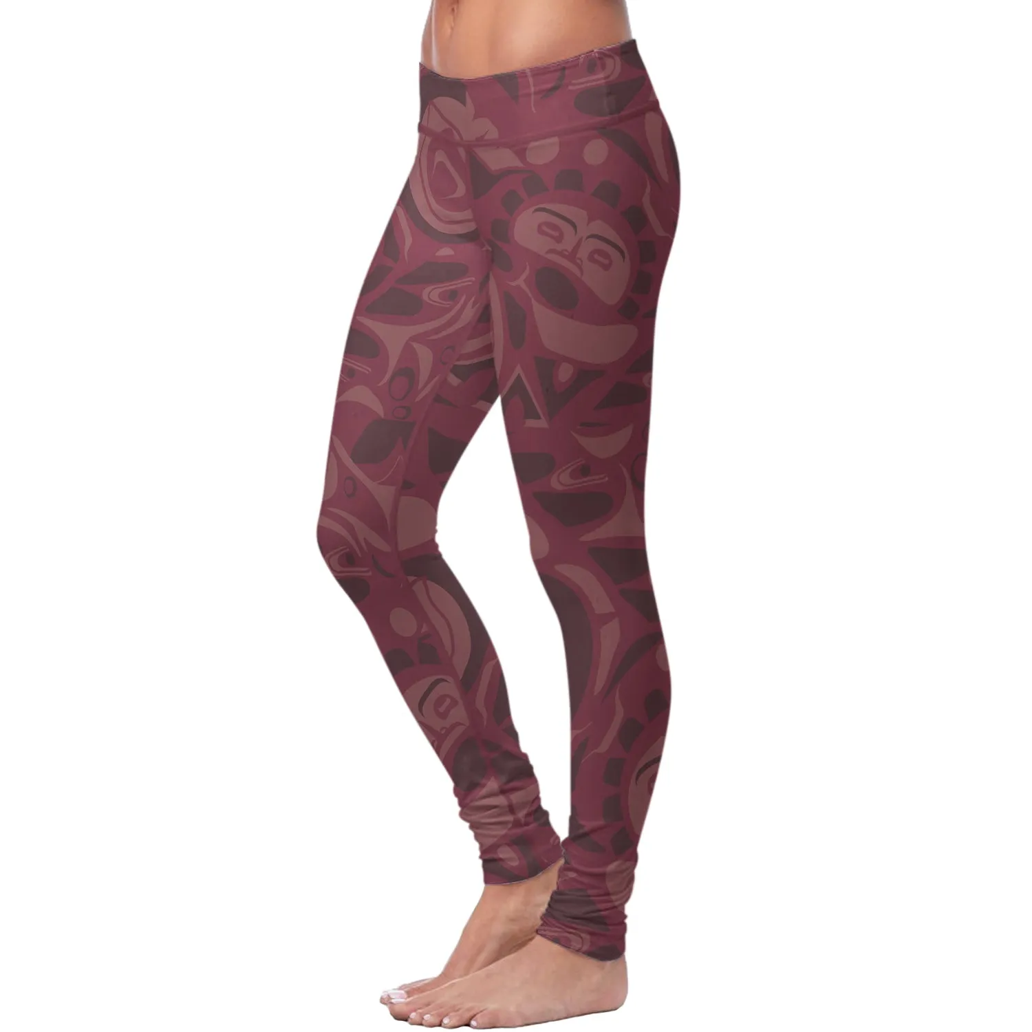 Native Pattern Burgundy Leggings