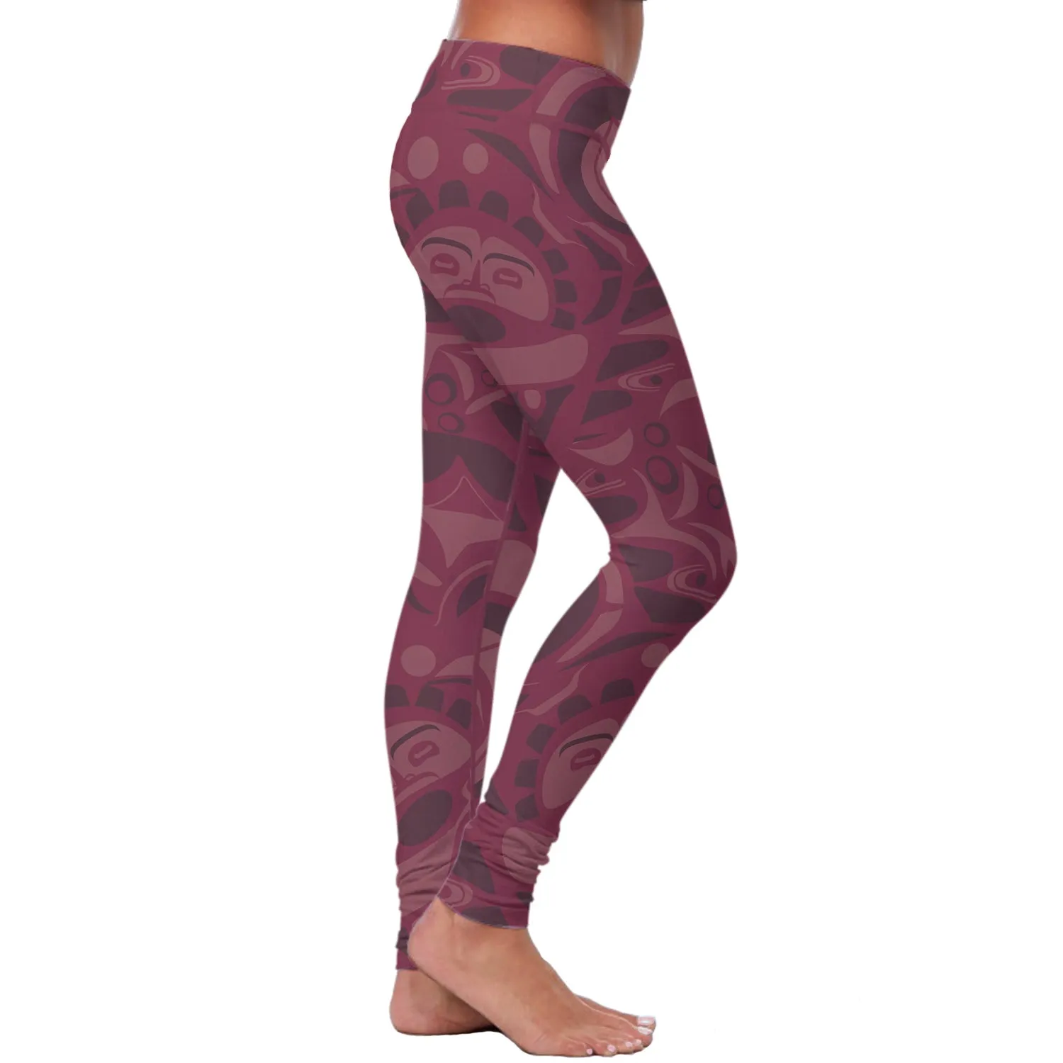 Native Pattern Burgundy Leggings