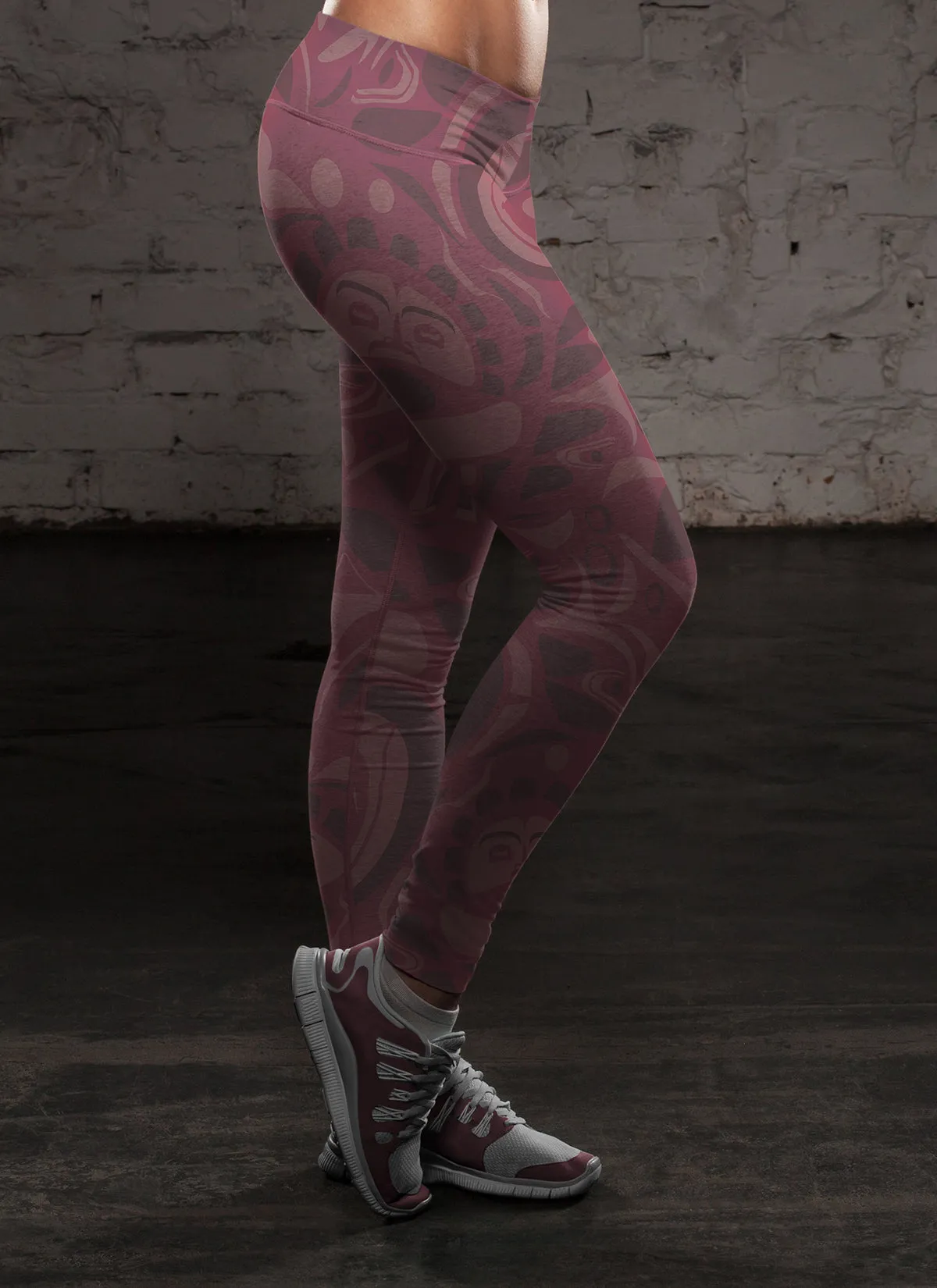 Native Pattern Burgundy Leggings