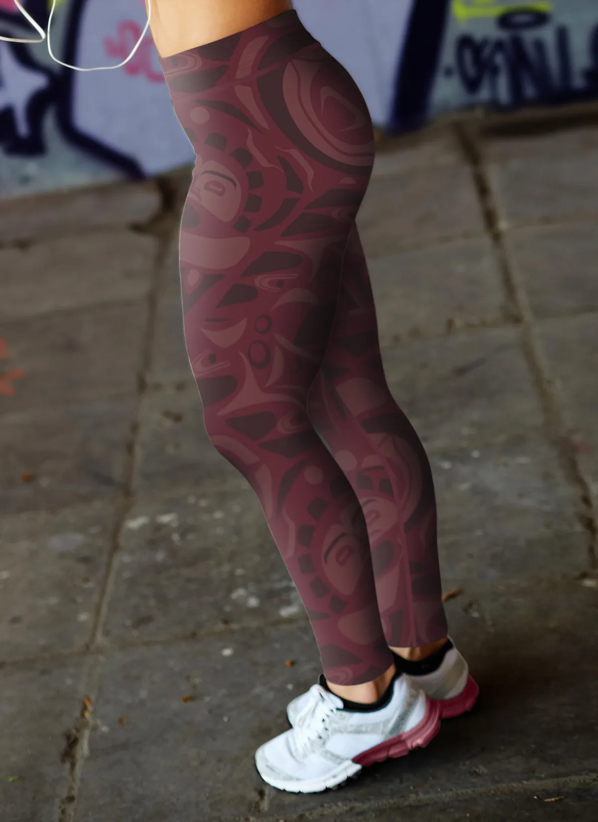 Native Pattern Burgundy Leggings