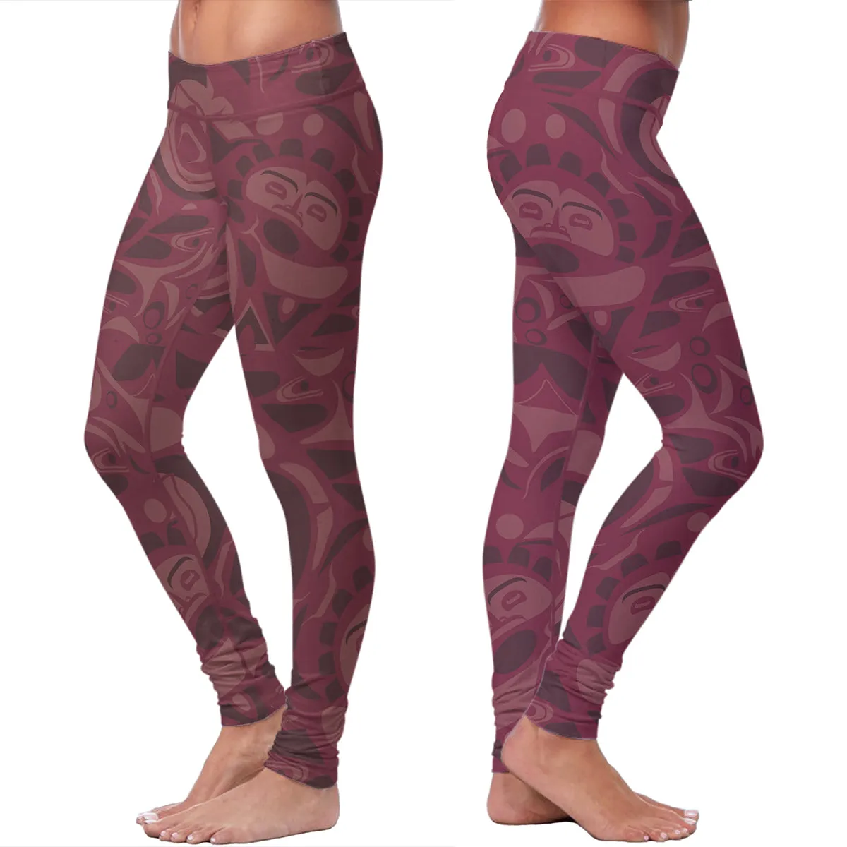 Native Pattern Burgundy Leggings