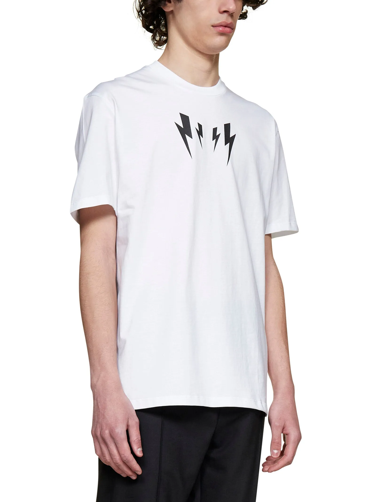 Neil Barrett Mirrored Thunderbolt Print Crewneck T-Shirt