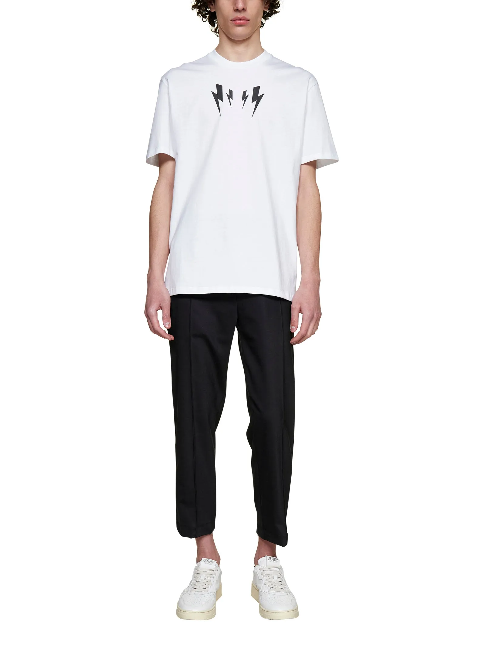 Neil Barrett Mirrored Thunderbolt Print Crewneck T-Shirt