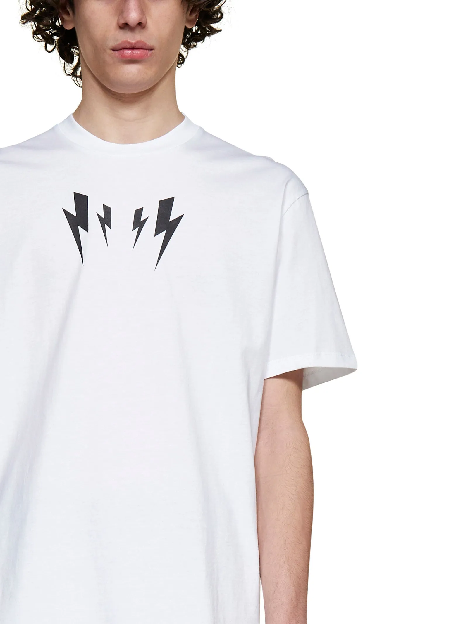 Neil Barrett Mirrored Thunderbolt Print Crewneck T-Shirt