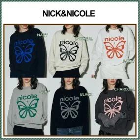 NICK&NICOLE  |Street Style Long Sleeves Plain Logo Hoodies & Sweatshirts