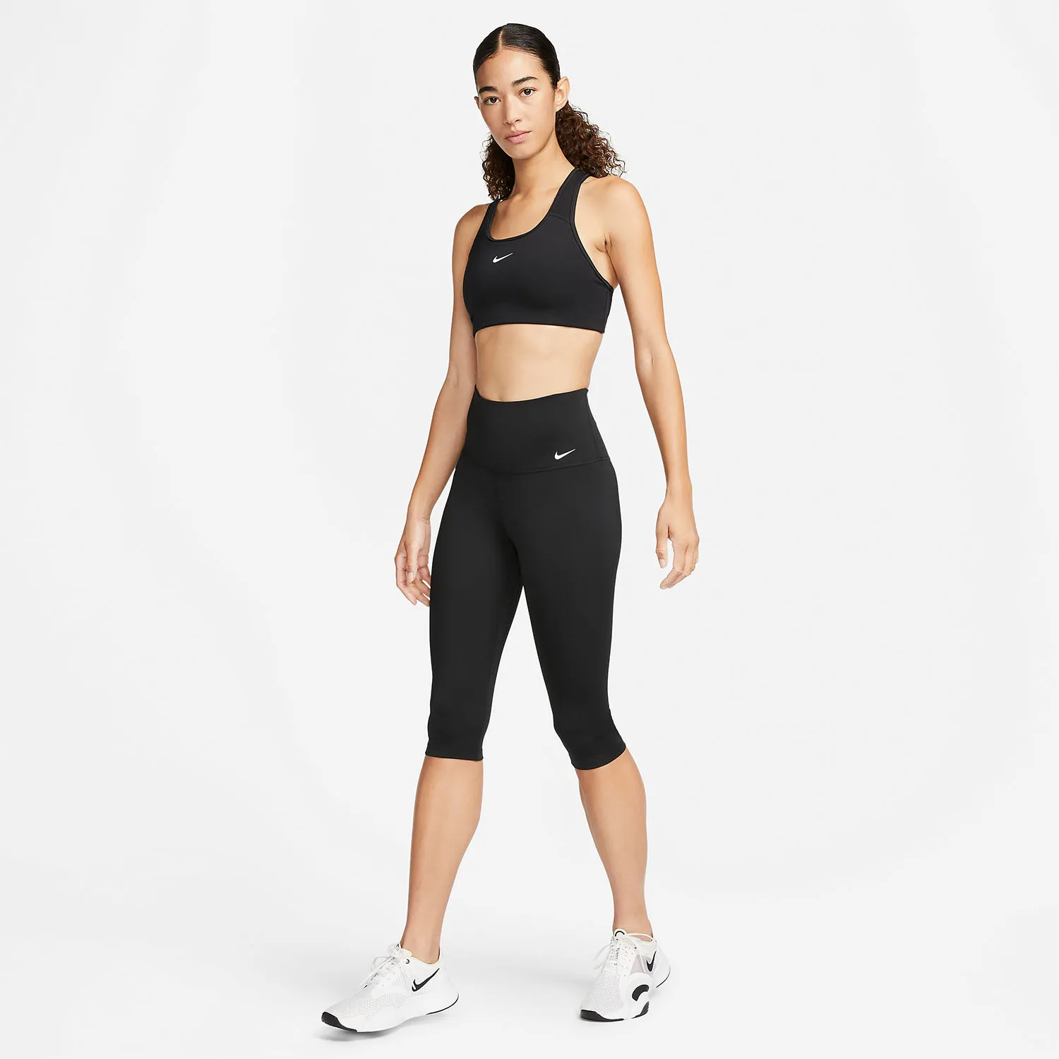 Nike One Dri-FIT Logo Capri  Black/White