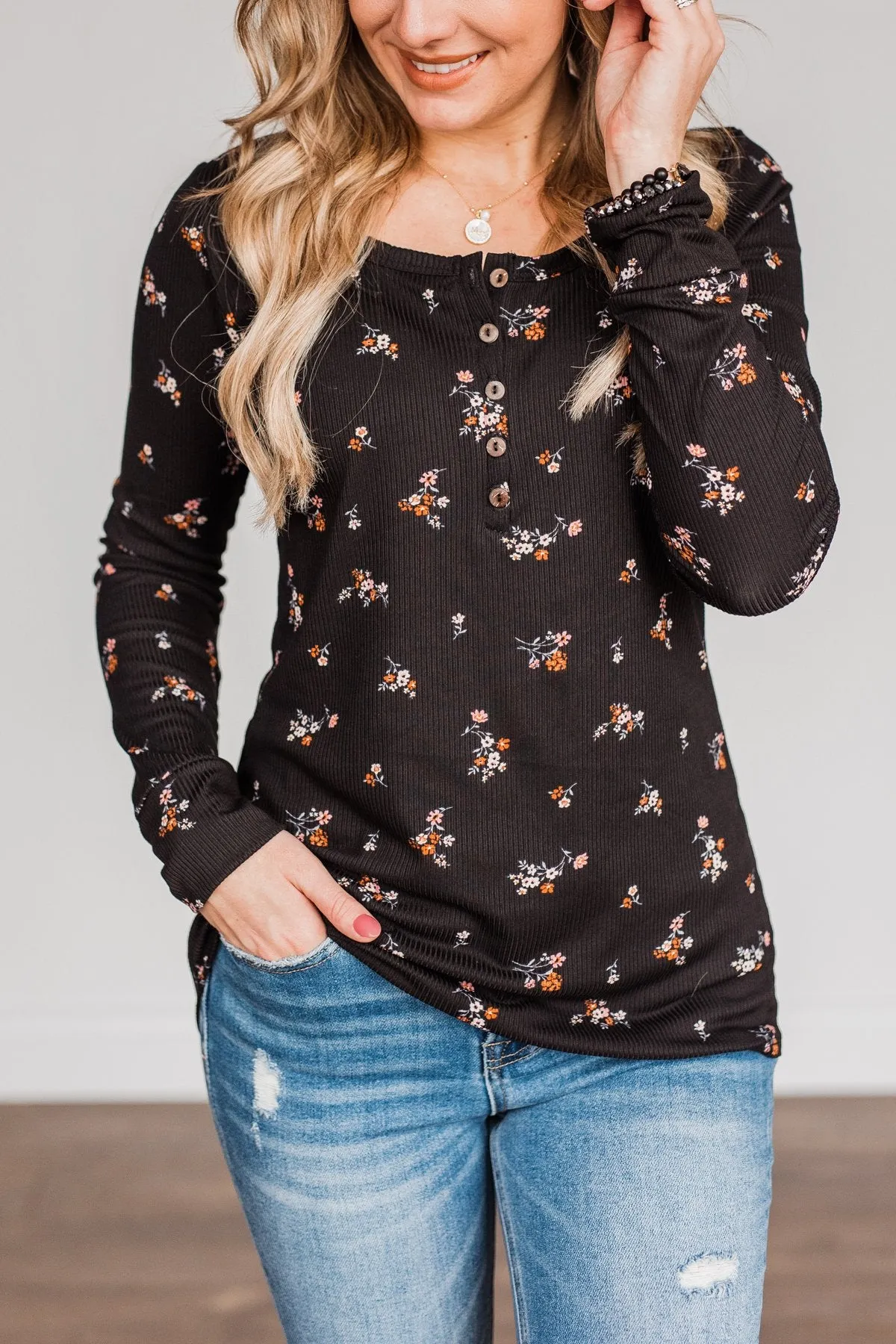 Piercing Beauty Long Sleeve Top- Black